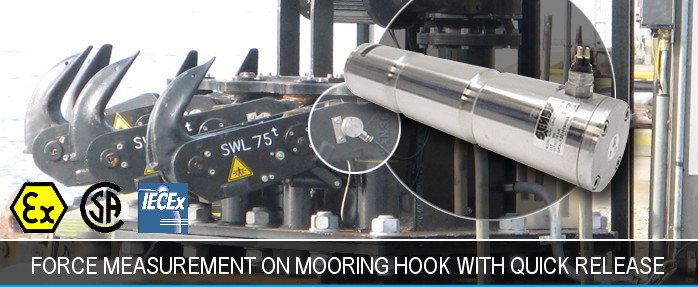 force measurement on mooring hook with quick release